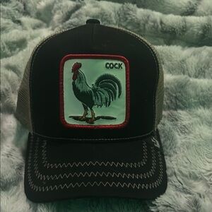 Goorin Bros Black Trucker Hat The Farm Collection with Rooster Patch
